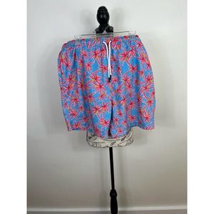 Men's Berkley Jensen Blue Pink & green palm trees swim trucks with pockets